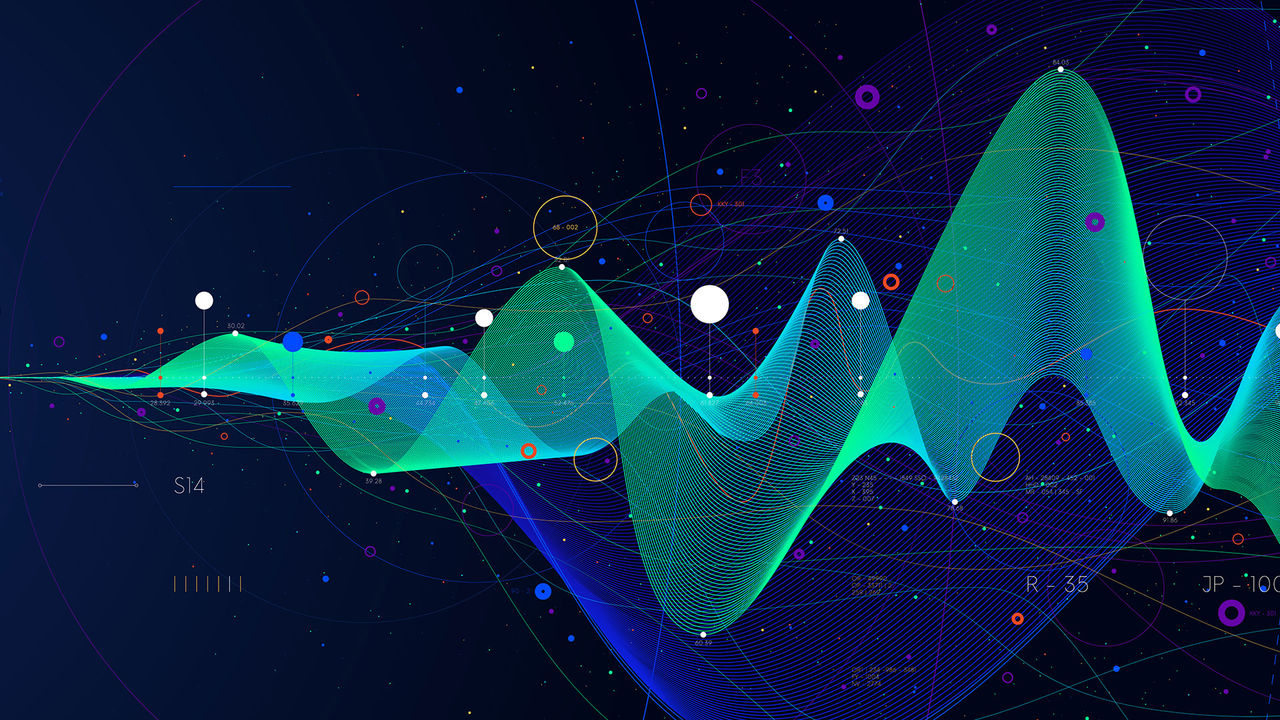 Big data stream futuristic infographic business analytics presentation, vector illustration