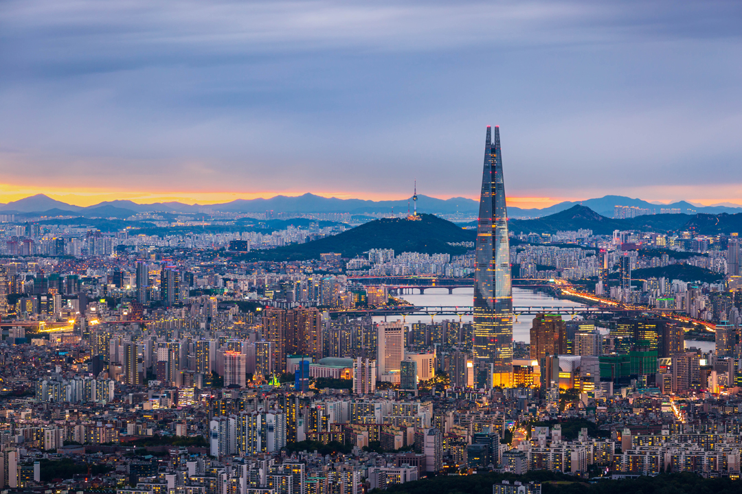 Seoul City skyline and downtown and skyscraper at night  is The 