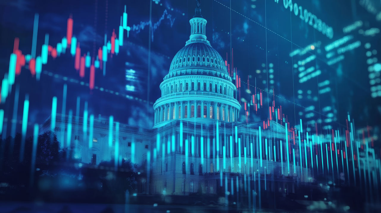 Capitol building with stock market graph symbolizes economic trends and government influence , Full HD, 32 k Resolution --ar 16:9 --v 6.1 Job ID: d65ba40d-619c-4ea3-af23-5f53c5e88099