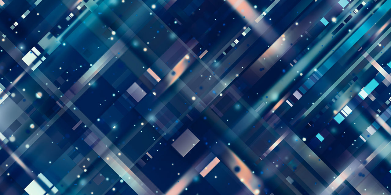 square of pixels blue led pixel background 3d illustration
