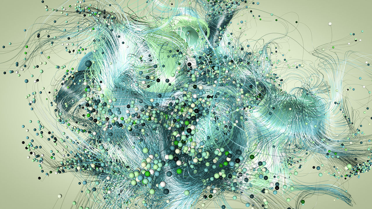 Green and blue beautiful abstract particle design